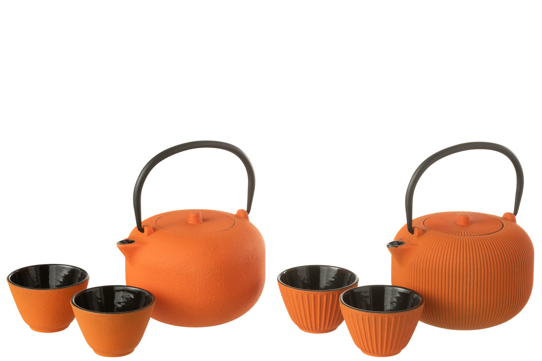 Doos van 1 theepot metaal oranje assortiment 2