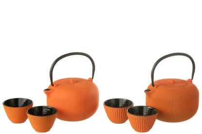 Doos van 1 theepot metaal oranje assortiment 2