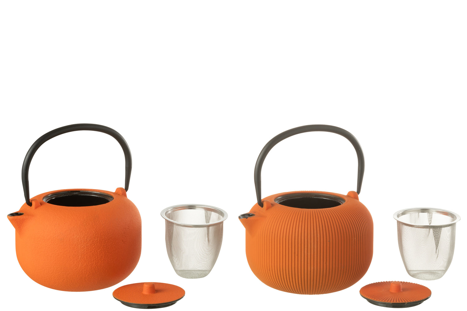 Doos van 1 theepot metaal oranje assortiment 2