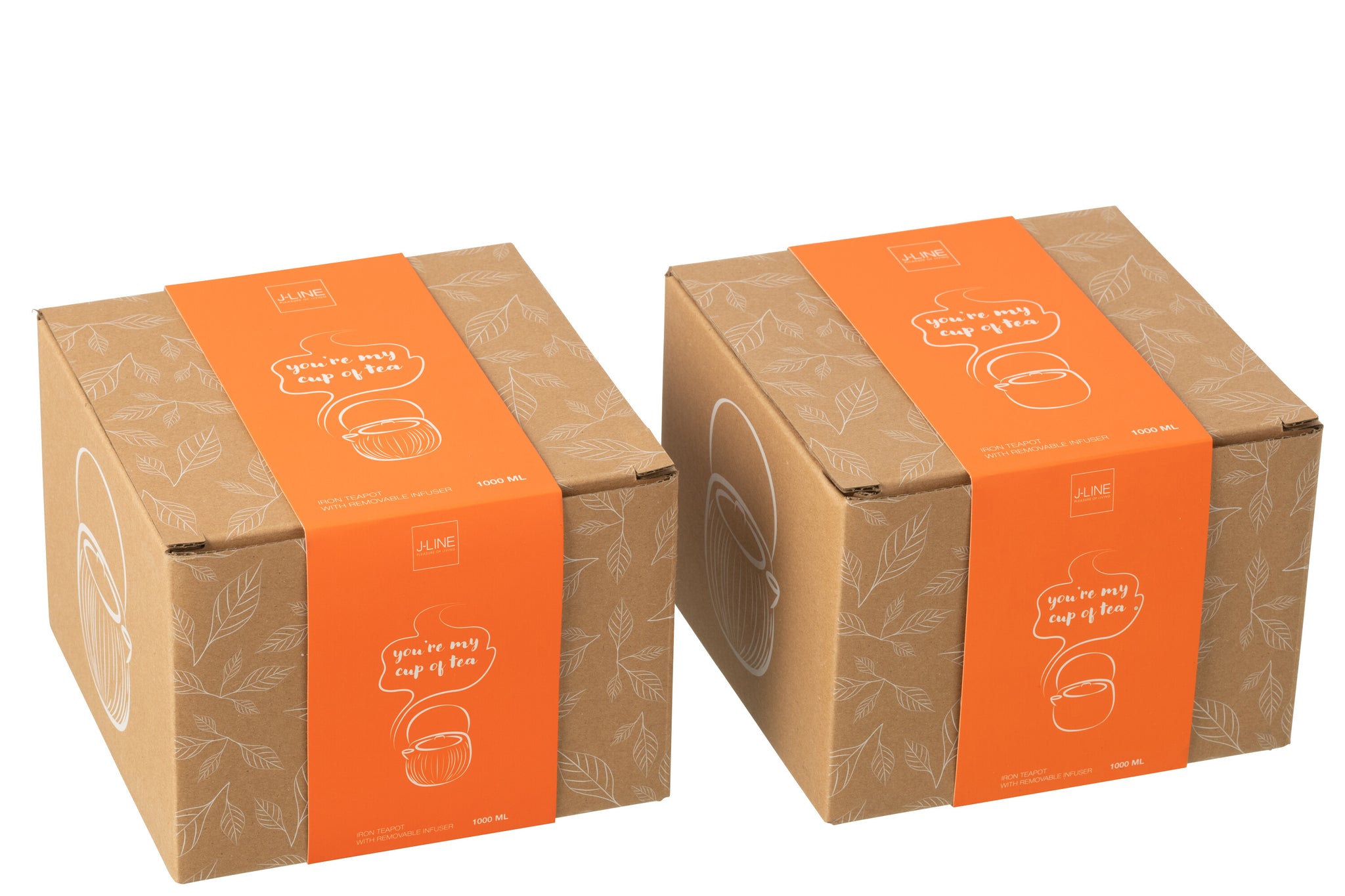 Doos van 1 theepot metaal oranje assortiment 2