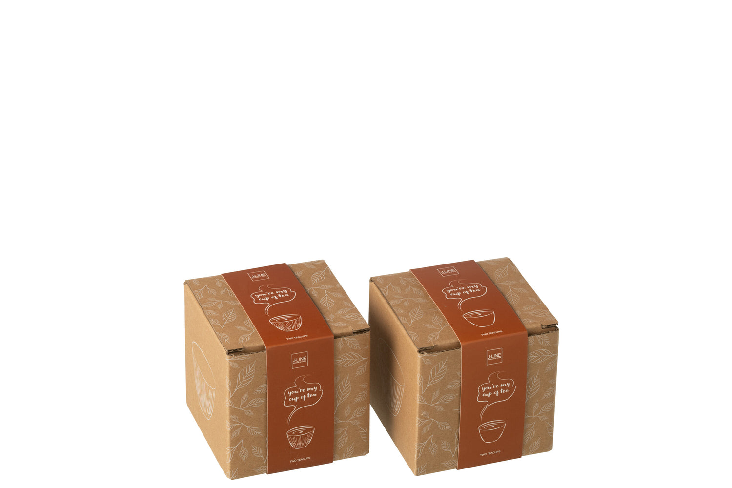 Doos van 2 theekopjes metaal bruin assortiment 2