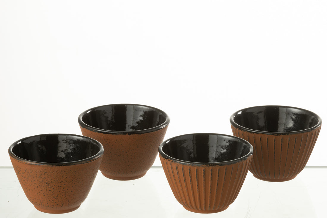 Doos van 2 theekopjes metaal bruin assortiment 2