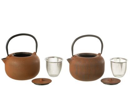 Doos van 1 theepot metaal bruin assortiment 2