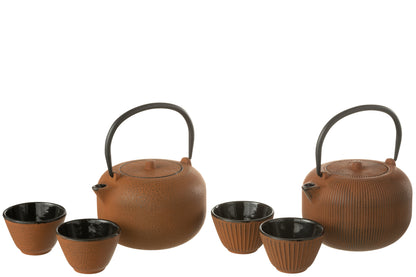 Doos van 1 theepot metaal bruin assortiment 2
