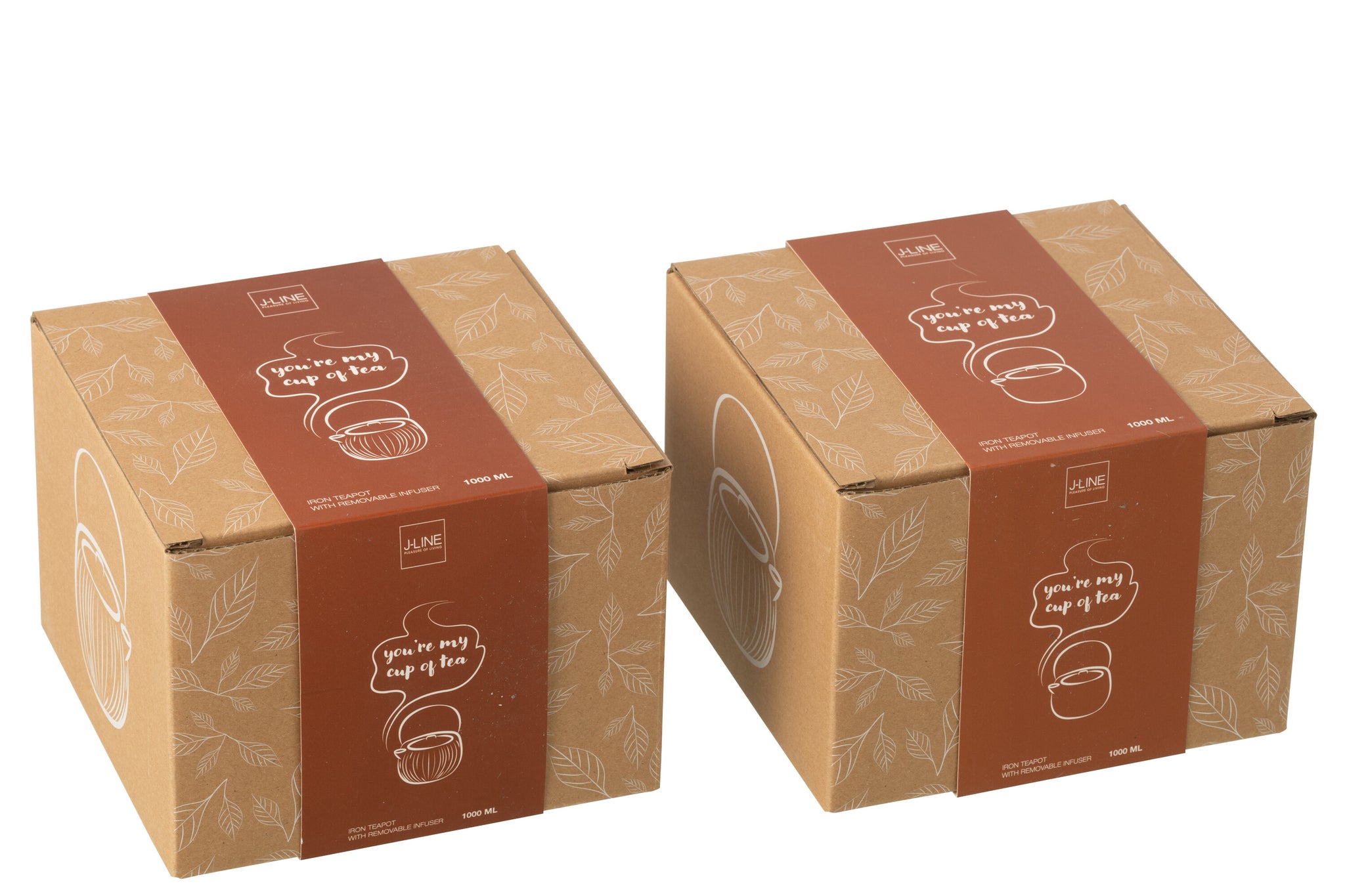 Doos van 1 theepot metaal bruin assortiment 2