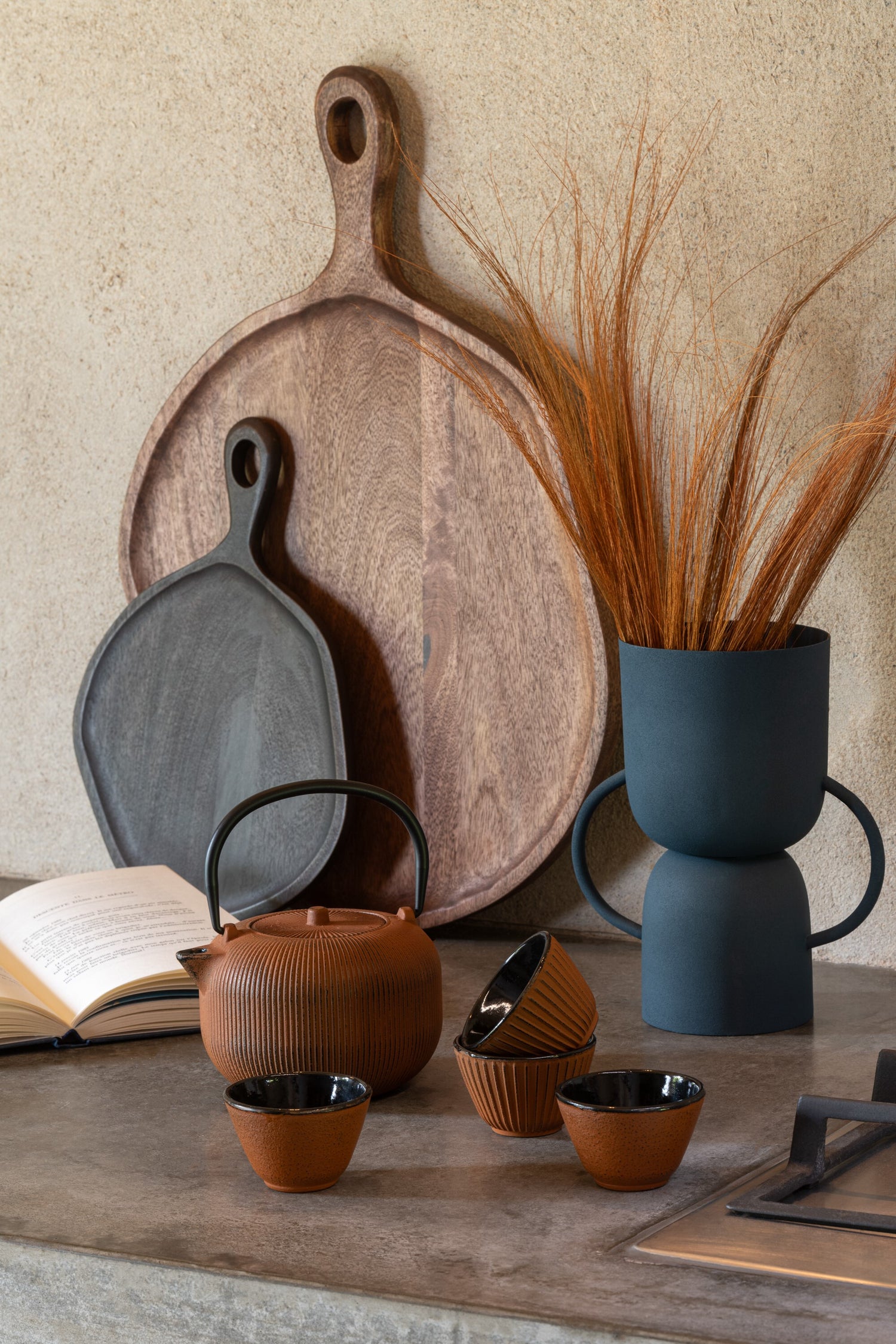Doos van 1 theepot metaal bruin assortiment 2