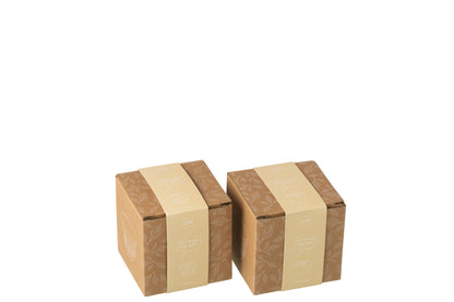 Doos met 2 theekopjes van metaal in beige assortiment 2