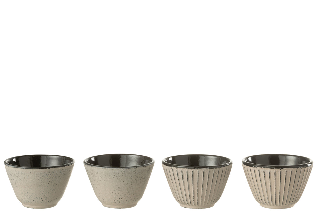 Doos met 2 theekopjes van metaal in beige assortiment 2