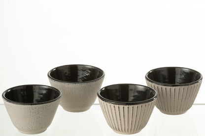 Doos met 2 theekopjes van metaal in beige assortiment 2