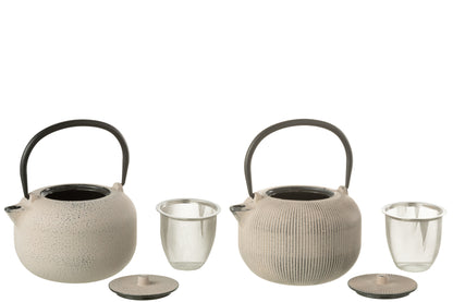 Doos van 1 theepot metaal beige assortiment 2