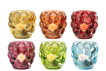 Theelichthouder Lopa Glas Mix Assortiment Van 6
