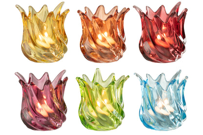 Theelichthouder Popa Glas Mix Assortiment Van 6
