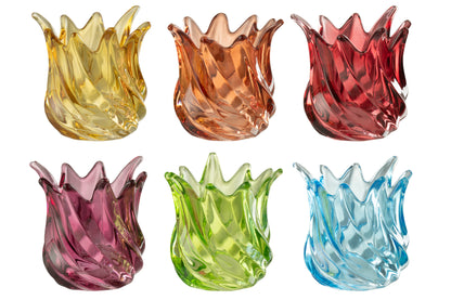 Theelichthouder Popa Glas Mix Assortiment Van 6