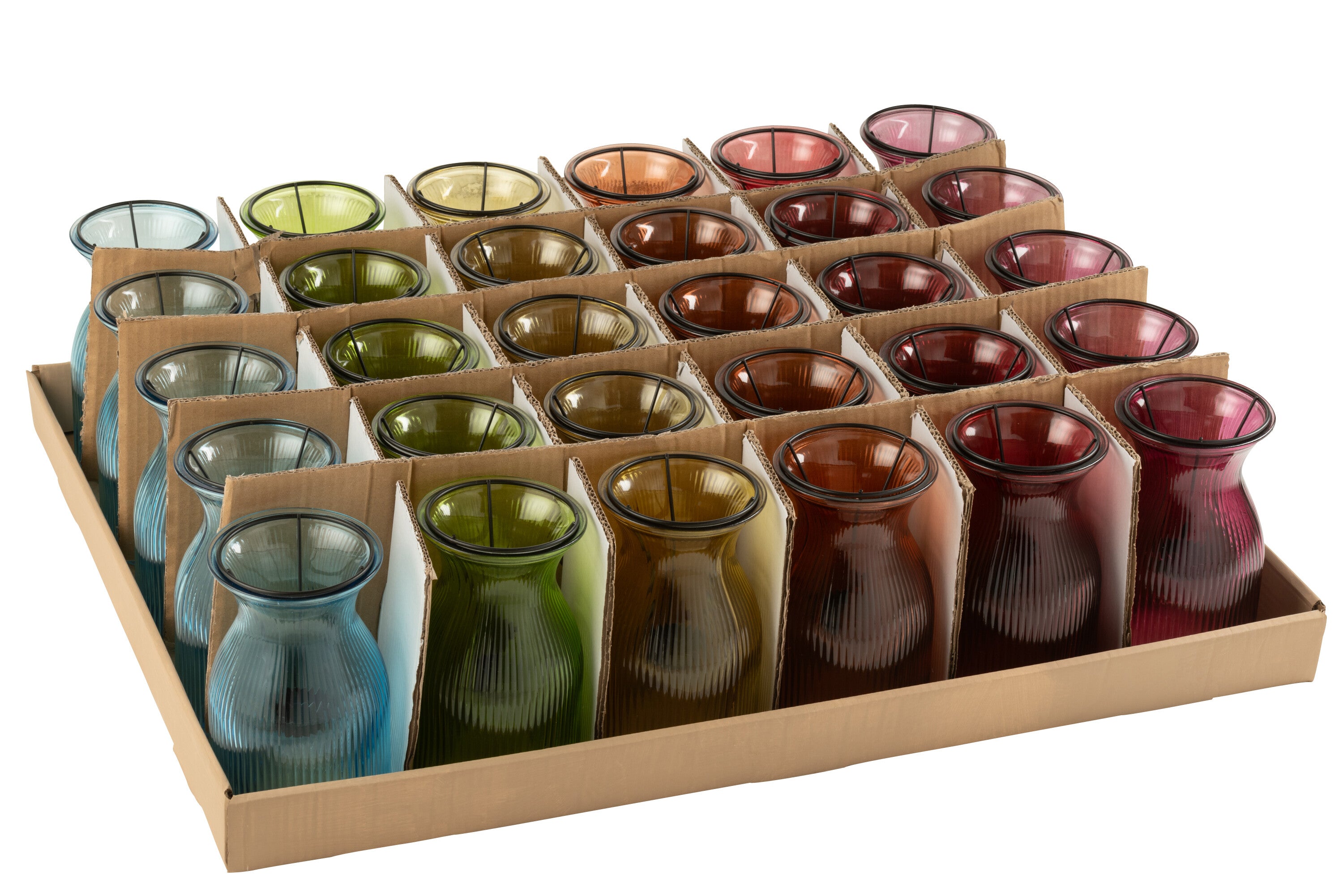 Theelichthouder Popa Glas Mix Assortiment Van 6 Op Dienblad