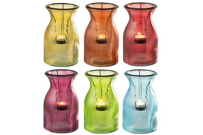 Theelichthouder Popa Glas Mix Assortiment Van 6 Op Dienblad