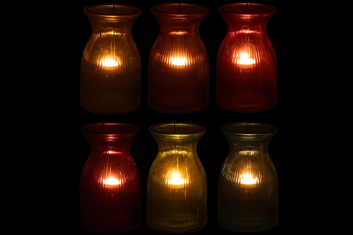 Theelichthouder Popa Glas Mix Assortiment Van 6 Op Dienblad