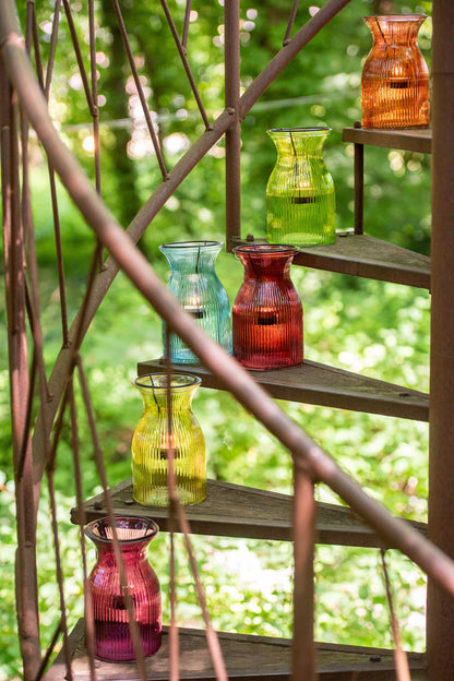 Theelichthouder Popa Glas Mix Assortiment Van 6 Op Dienblad