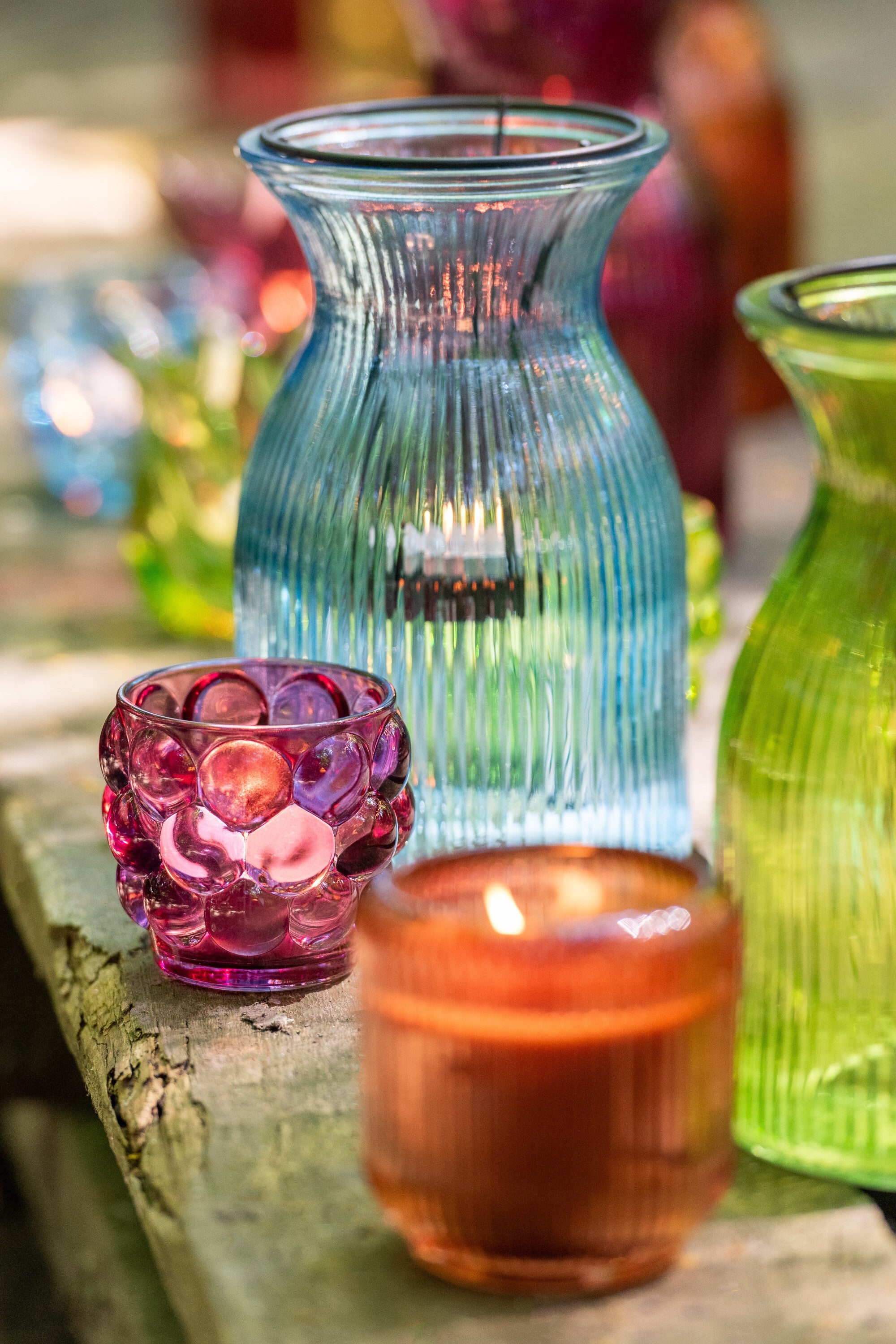 Theelichthouder Popa Glas Mix Assortiment Van 6 Op Dienblad