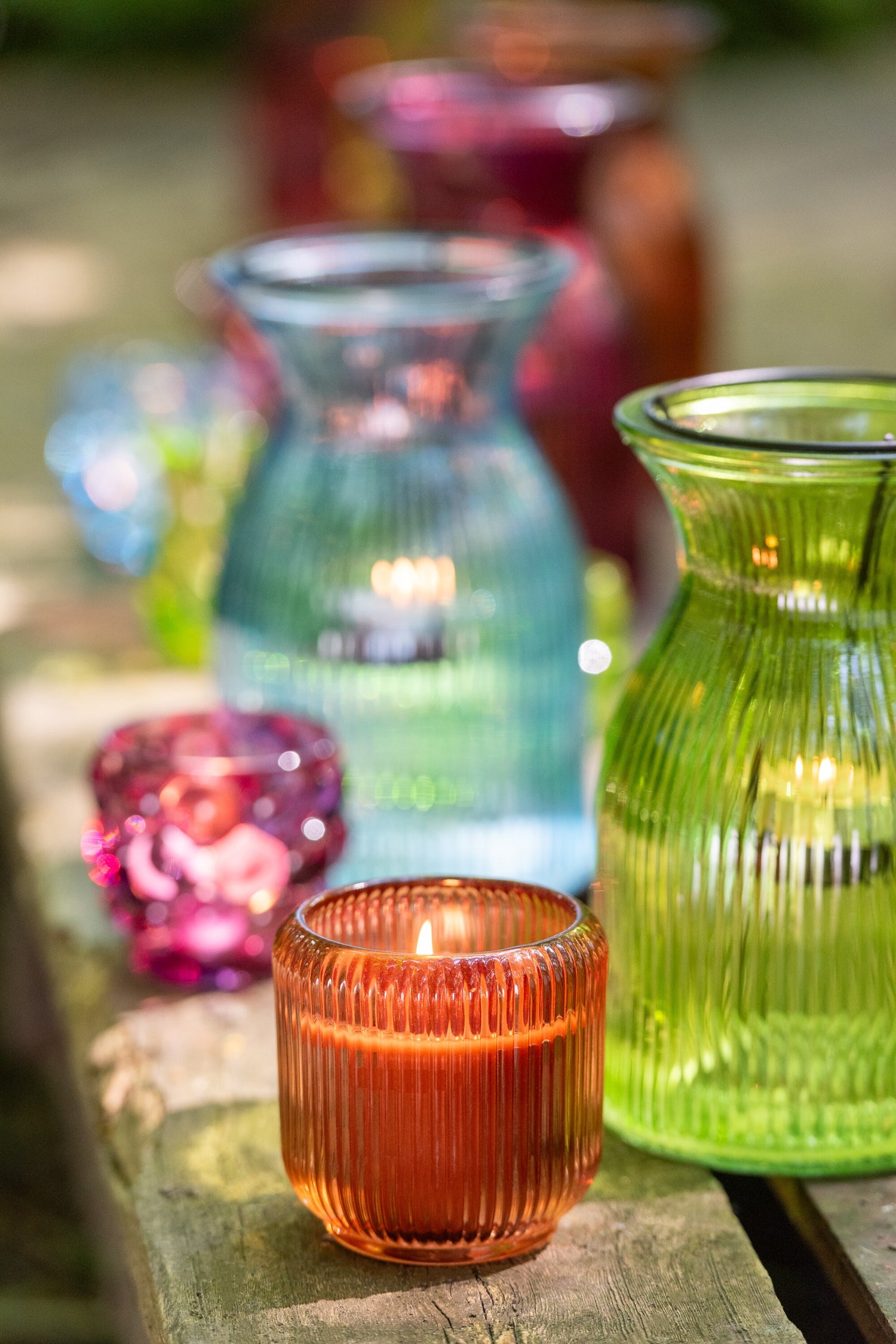 Theelichthouder Popa Glas Mix Assortiment Van 6 Op Dienblad