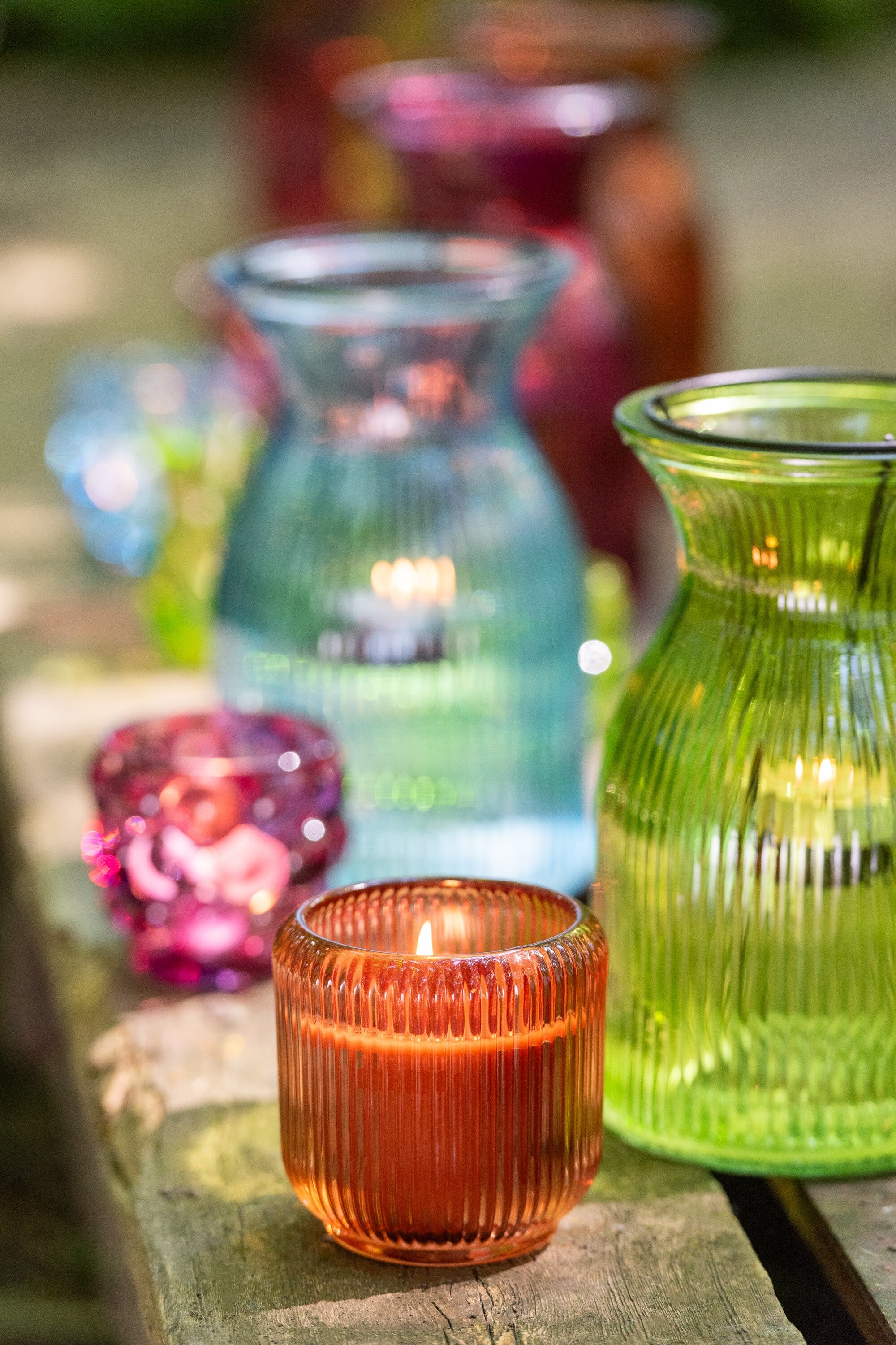 Theelichthouder Popa Glas Mix Assortiment Van 6 Op Dienblad