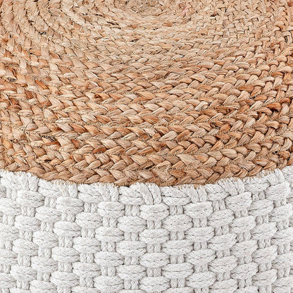 Poef jute kruk rond 50x50 cm decoratieve kruk jute naturel poef vloerkussen voetenbank