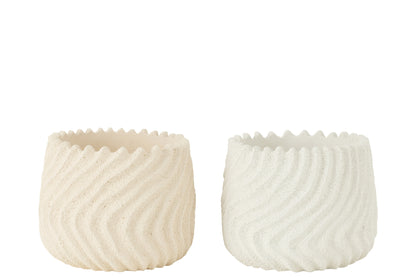 Flowerpot Maris Cement White/Cream Large Assortment Of 2