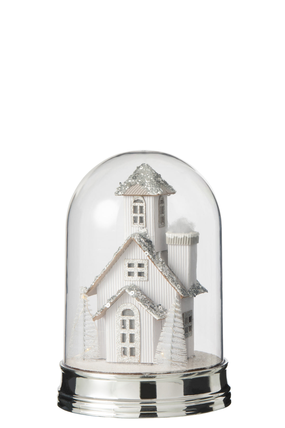 J-Line Stolp Winter Huis Led Acryl Wit Small