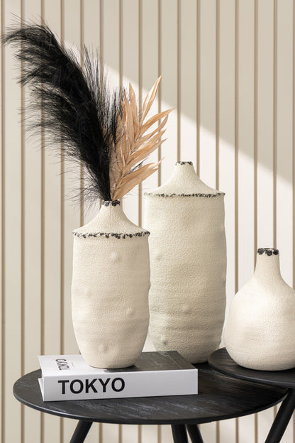 Vase Bay Stoneware White/Black Small