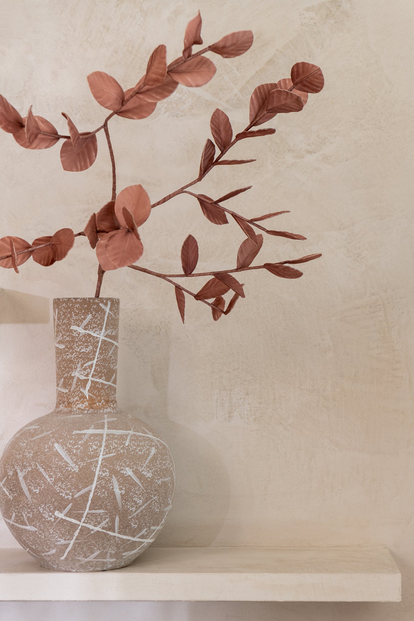 Vase Dune Globe Stoneware Beige/White