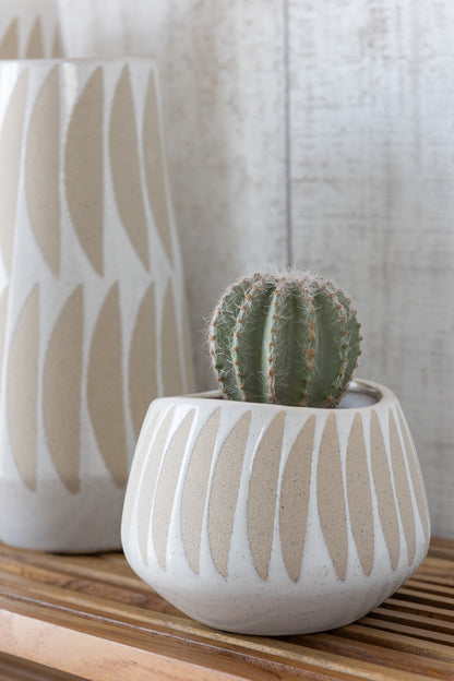 Flowerpot Kai Stoneware Beige/White Small