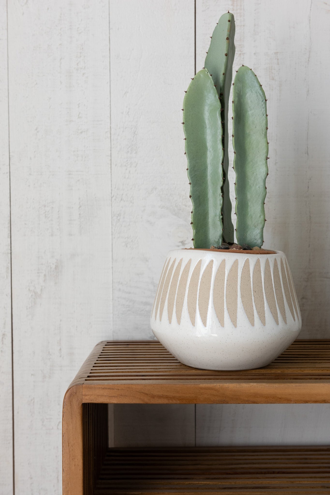 Flowerpot Kai Stoneware Beige/White Large
