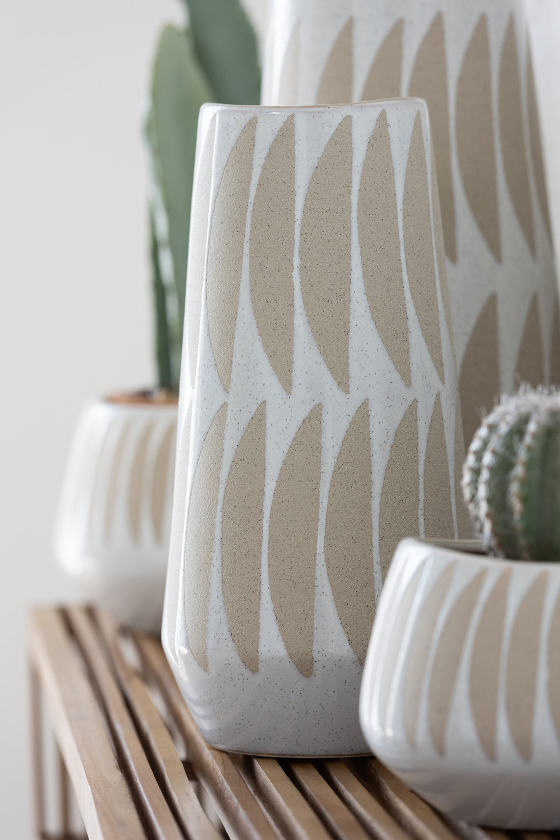 Vase Kai Stoneware Beige/White Small