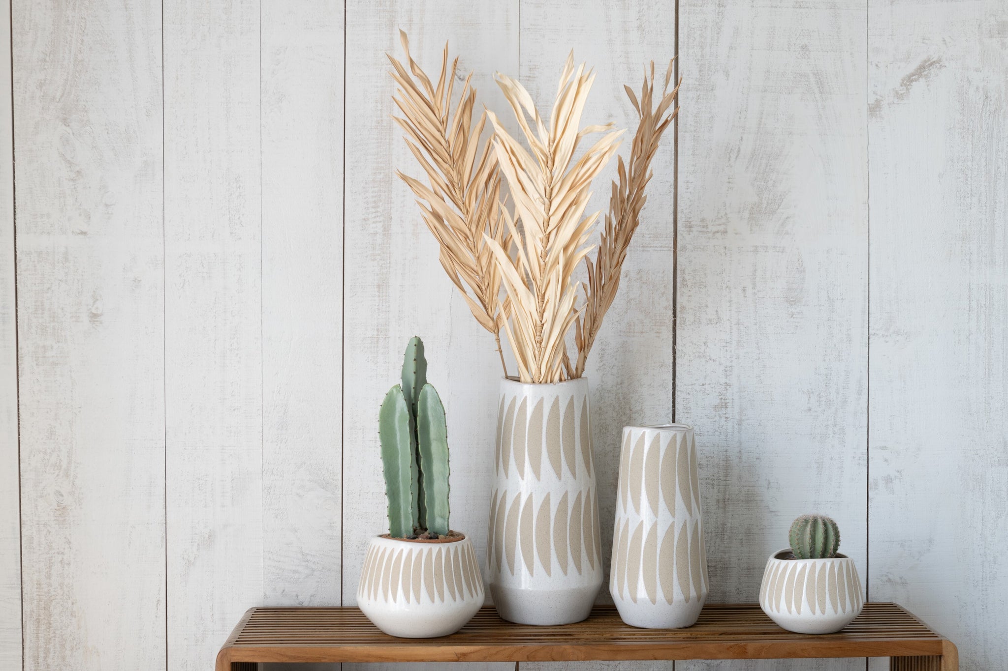 Vase Kai Stoneware Beige/White Large