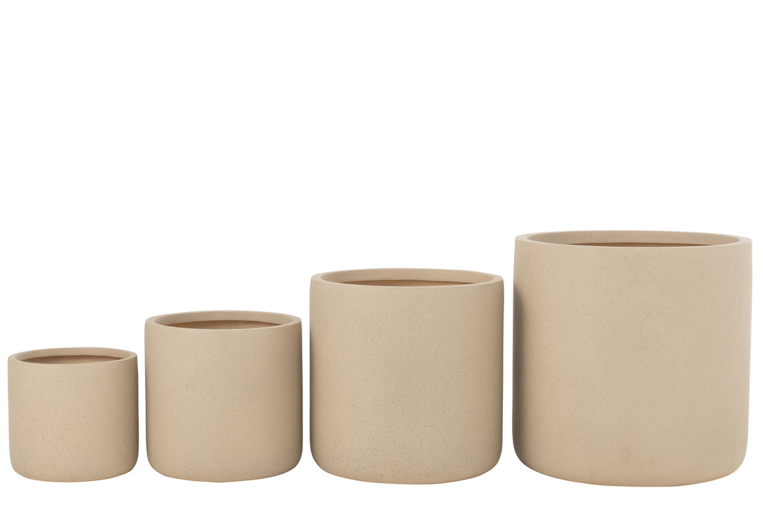 Set van 4 bloempotten Duinzand Klei Ivoor