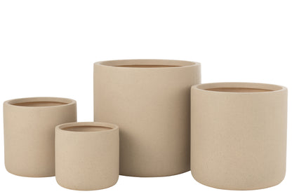 Set van 4 bloempotten Duinzand Klei Ivoor