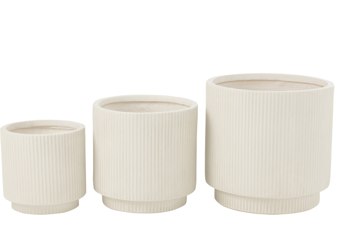 Set van 3 bloempotten Misty klei wit
