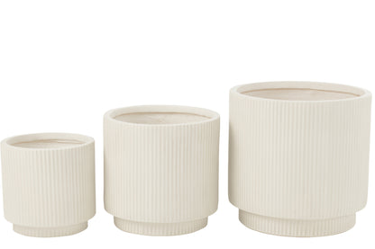 Set van 3 bloempotten Misty klei wit