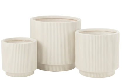 Set van 3 bloempotten Misty klei wit