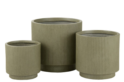 Set van 3 bloempotten Misty Klei Groen