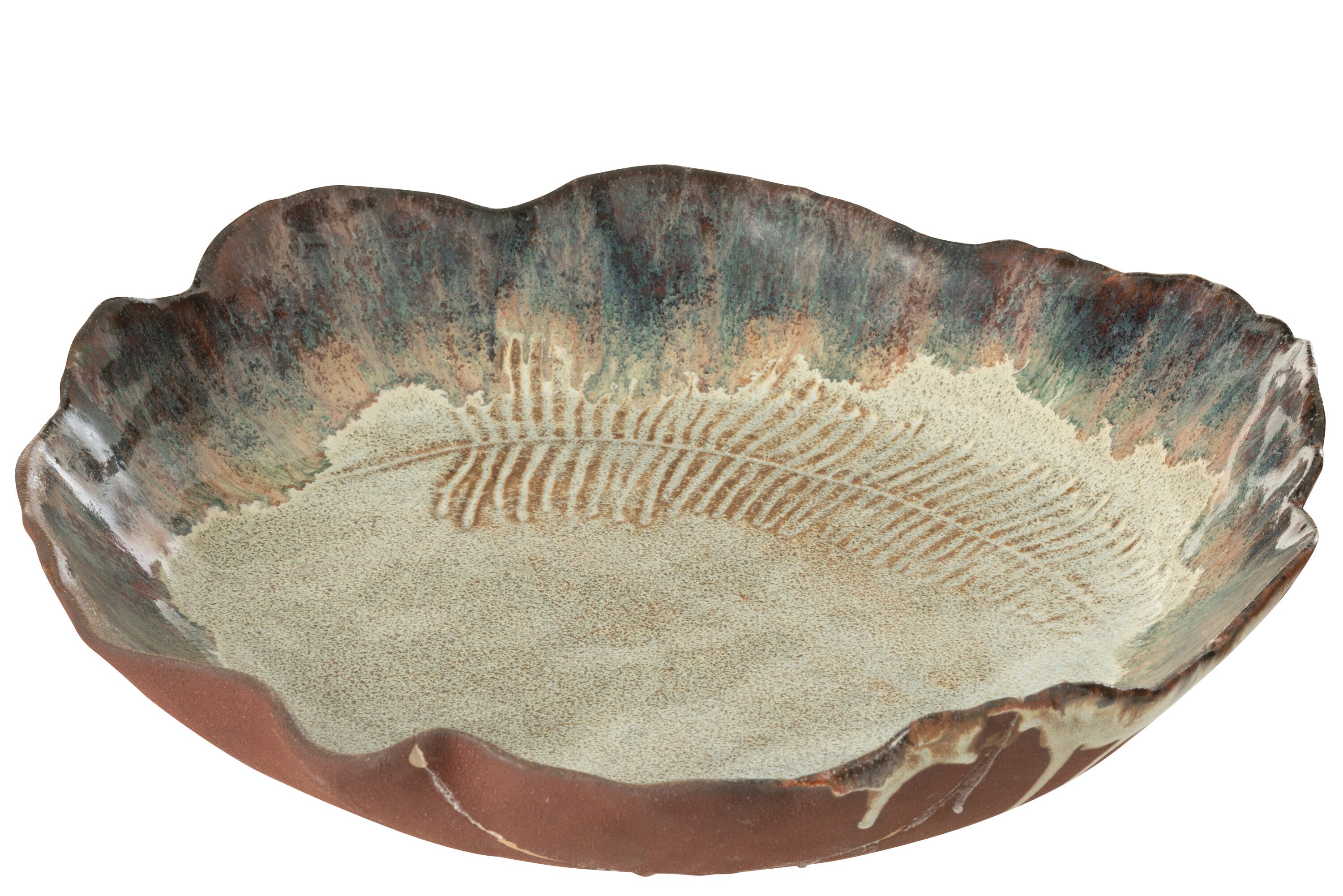 Dienschotel Decoratief Naga Keramiek Roestbruin Groot