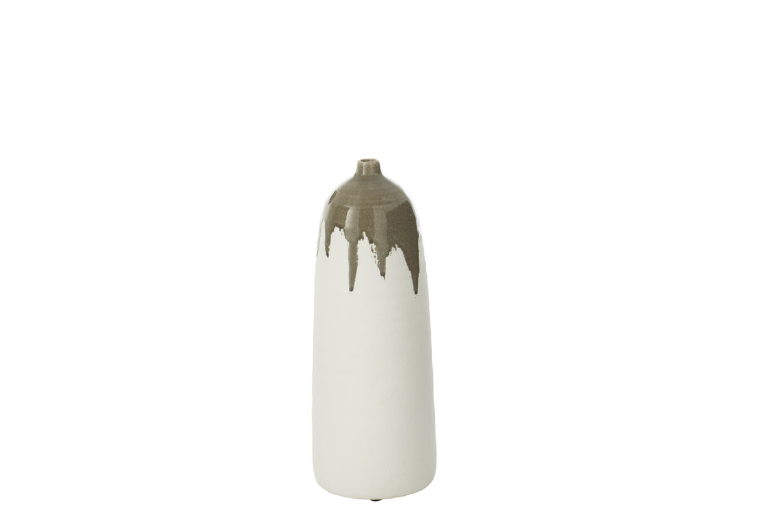 Vaas Olea Fles Olijfgroen/Wit Klein
