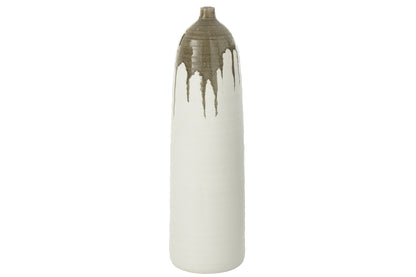 Vaas Olea Fles Olijfgroen/Wit Groot