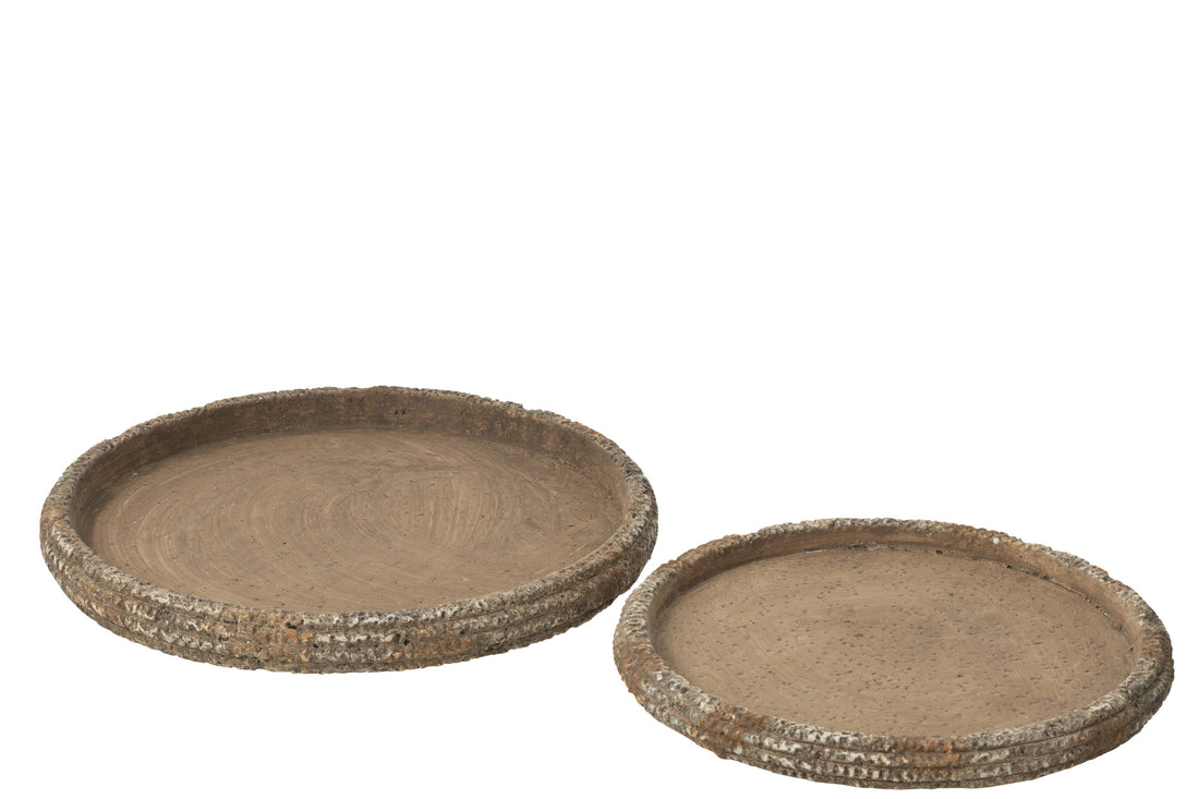 Set van 2 decoratieve dienbladen antiek cement