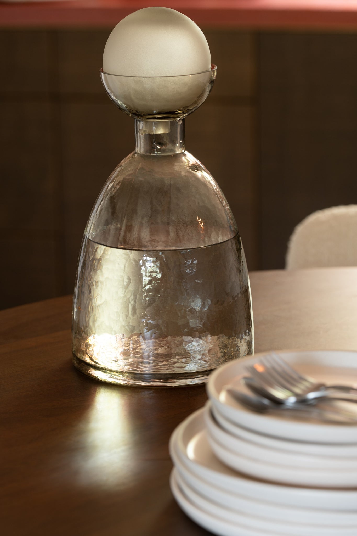 Vaas Fles+Dop Yara Glas Greige Klein