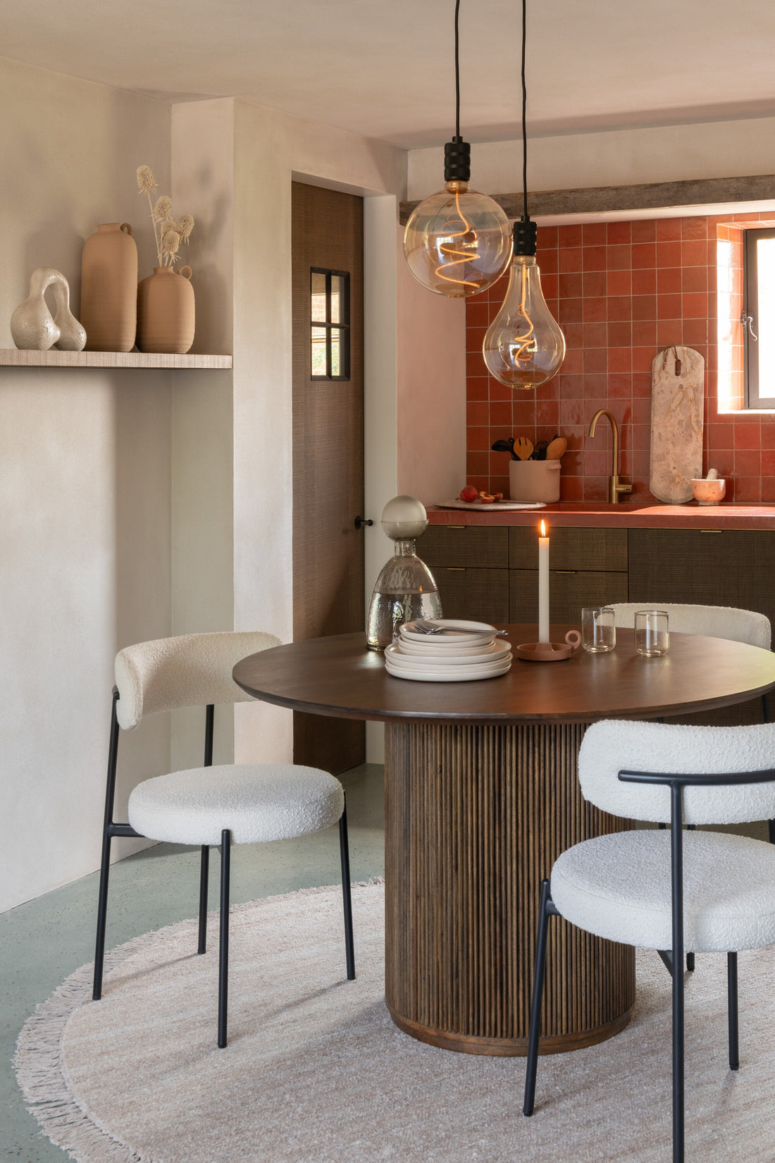 Vaas Fles+Dop Yara Glas Greige Medium
