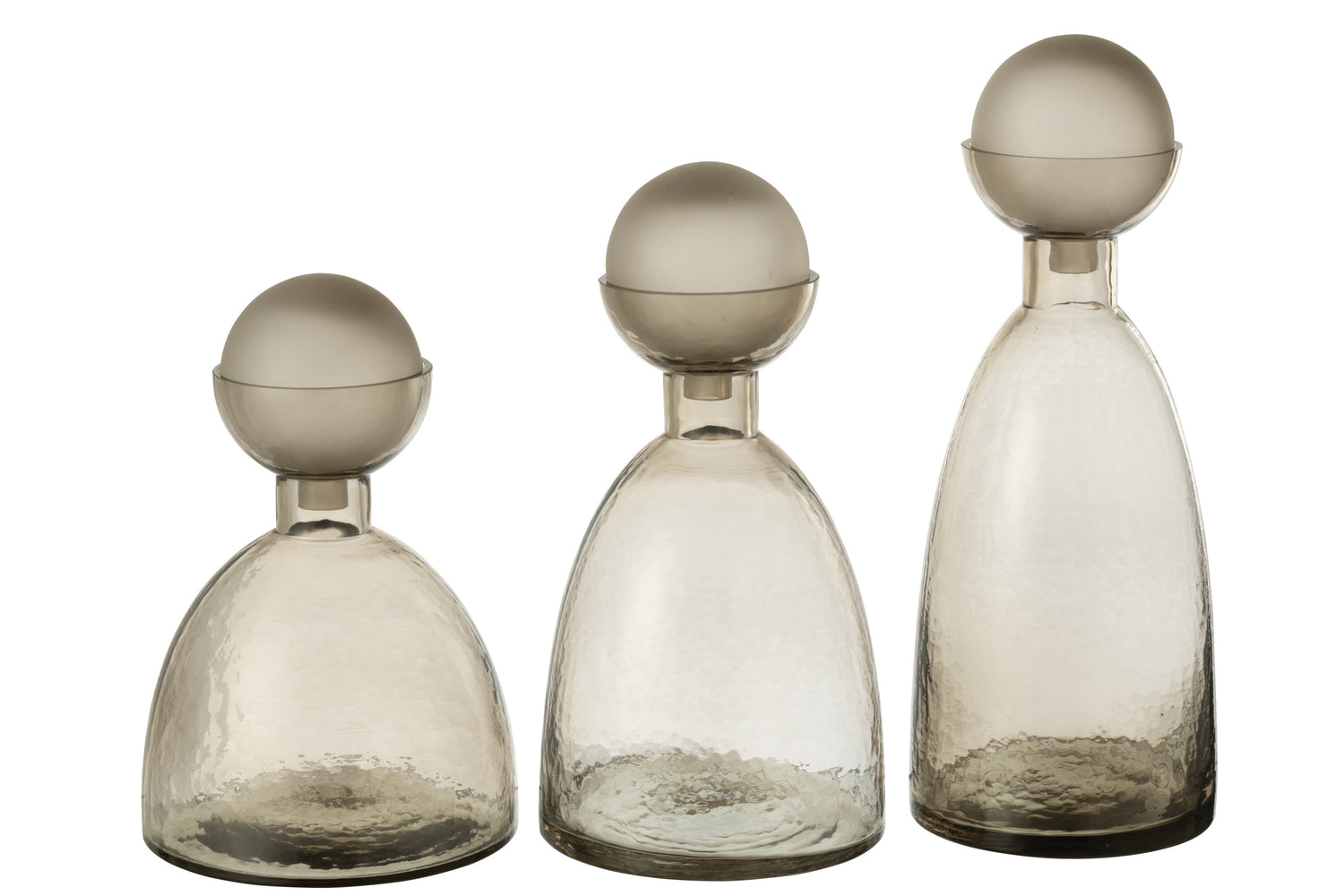 Vaas Fles+Dop Yara Glas Greige Groot