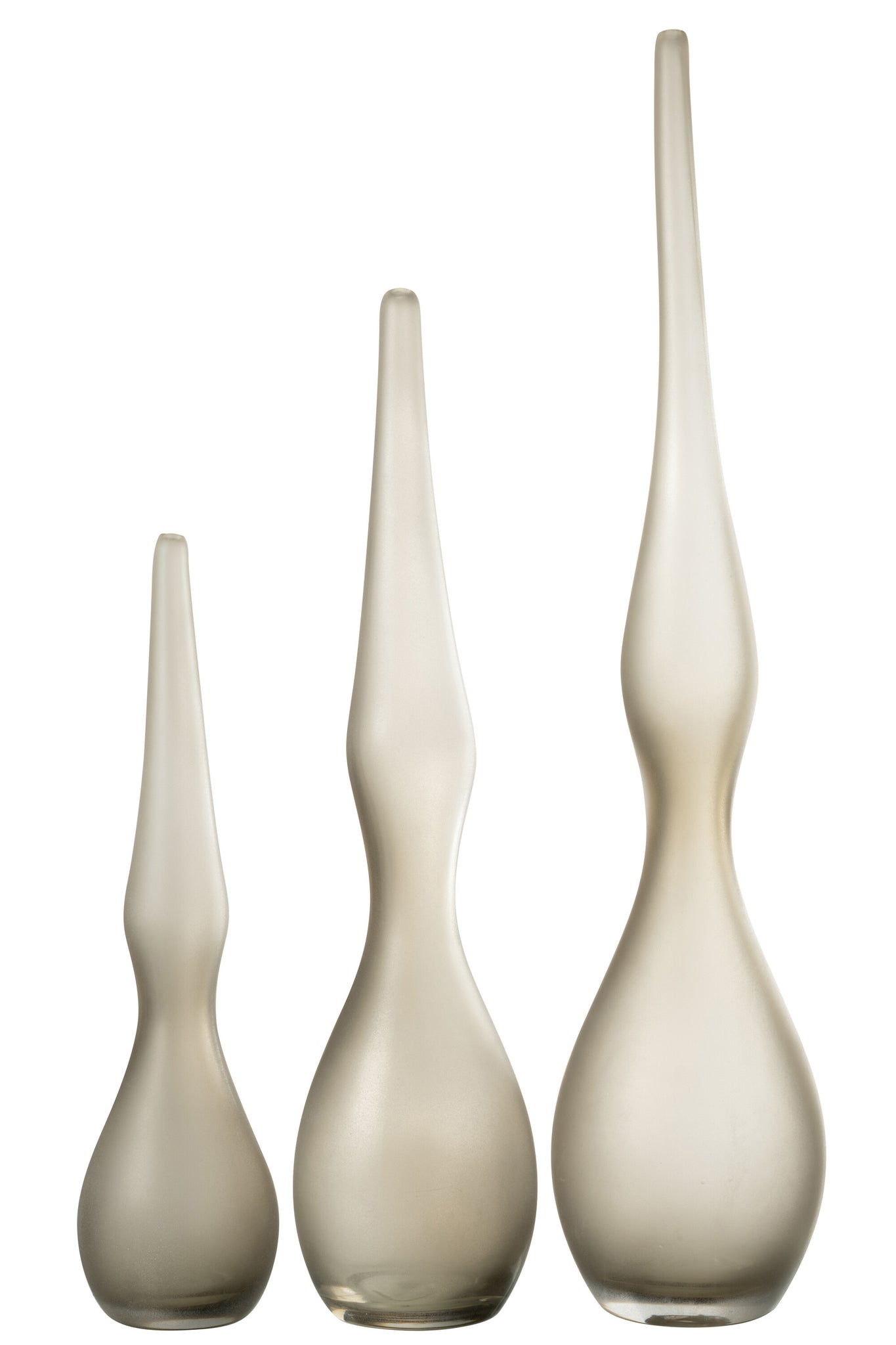Set van 3 vazen Yara Gebogen Fluitglas Greige