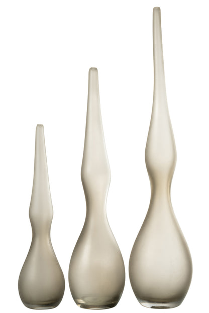 Set van 3 vazen Yara Gebogen Fluitglas Greige