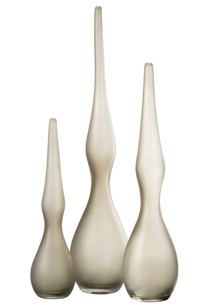 Set van 3 vazen Yara Gebogen Fluitglas Greige