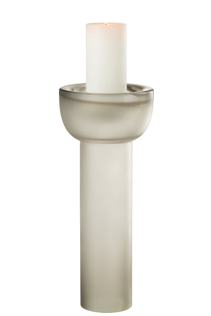 Vaas/Kaarsenhouder Yara Glas Greige Groot